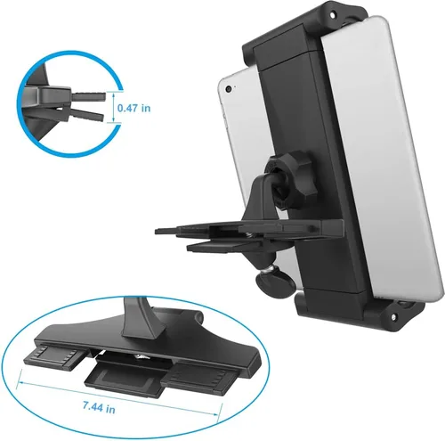Vista 3 de Soporte para tablet con ranura para CD, soporte para iPad y reproductor de CD, soporte ajustable para tableta para automóvil, compatible con iPad