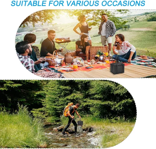 Vista 7 de PATIKIL Bolsa de comestibles reutilizable aislada, bolsa térmica aislada para entrega de alimentos con cremallera plegable para transporte frío