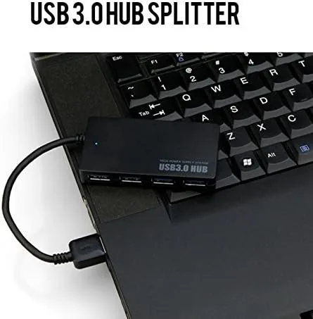 Vista 8 de Divisor de expansión compacto delgado de alta velocidad con 4 puertos USB 3.0, negro