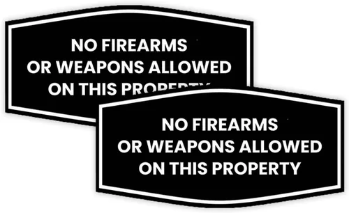 Vista 22 de Fancy No Firearms or Weapons On This Property Sign (Negro/Plata) - Mediano
