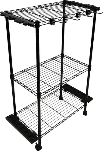 Vista 6 de Old Cedar Outfitters Carro de caña rodante y carro de aparejos con capacidad para 12 varillas y carrete combo para almacenamiento en garaje y hogar