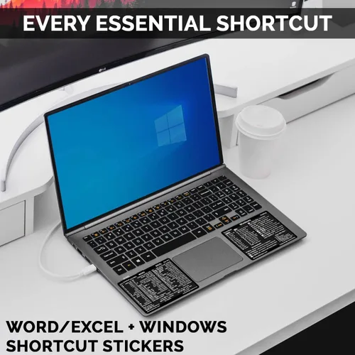 Vista 6 de SYNERLOGIC Guía de referencia rápida para Windows + Word/Excel (para Windows) Adhesivos de acceso directo de teclado, vinilo sin residuos Negro