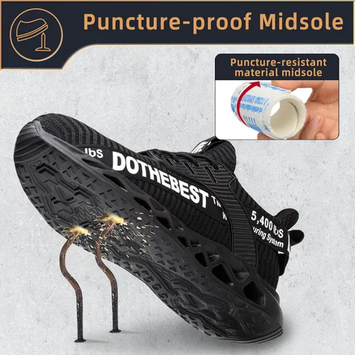 Vista 5 de Furuian - Tenis con punta de acero para hombres y mujeres, zapatos de seguridad ligeros, cómodos, a prueba de pinchazos, zapatos de trabajo