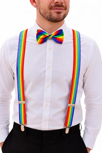Vista 18 de Juego de tirantes y pajarita para hombre, tirantes ajustables en Y con pajarita a juego para bodas y uso formal Negro