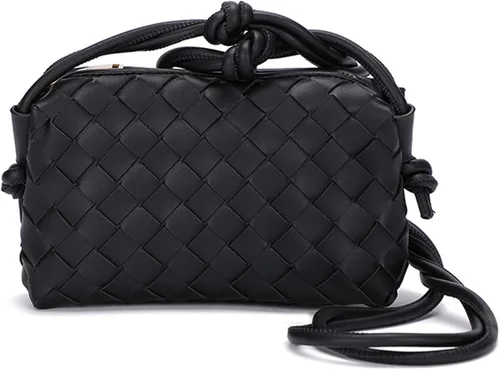 Vista 10 de Woven Crossbody Bag For Women Vegan Leather Purses Handwoven Shoulder Bag Zip Closure