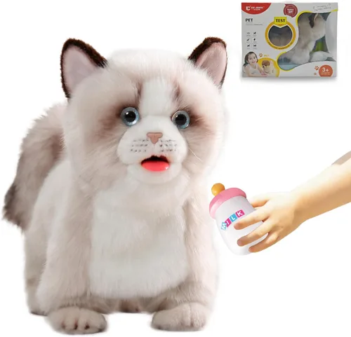 Vista 12 de CU-MATE Juguetes eléctricos de peluche de 12 pulgadas, juguete electrónico de peluche para gato, robot interactivo, juguete interactivo