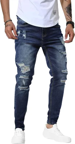 Vista 3 de Woenzaia Jeans para Hombre Slim Fit Skinny Denim Elásticos Cónicos