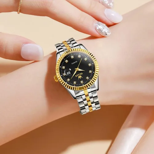 Vista 7 de OLEVS Relojes para mujer con diamantes de lujo para mujer, relojes analógicos de cuarzo resistente al agua, fecha de día, reloj de pulsera de acero