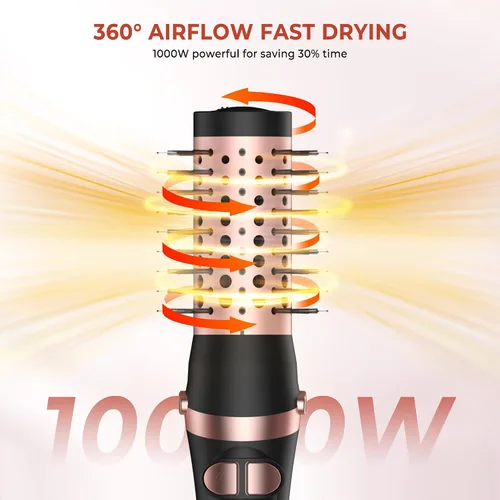 Vista 12 de Cepillo de soplado 2 en 1, cepillo de aire caliente de 1200 W y voluminizador con 2 accesorios, cepillo secador de pelo ligero para secado rápido