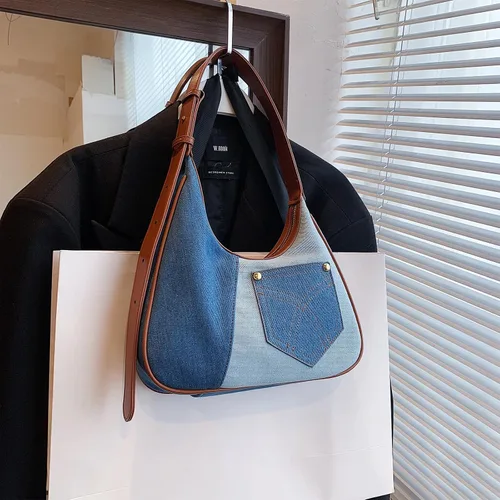 Vista 6 de Extolove Bolsa de mezclilla, monederos de mezclilla de moda para mujer, bolso de hombro de mezclilla Y2K