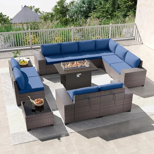 Vista 34 de Kullavik - Juego de muebles para exterior de 6 piezas con sofá modular de ratán de polietileno, color negro