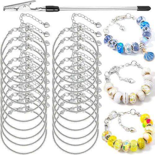Vista 8 de 10 pulseras de cadena de serpiente con pulsera de 0.118 in ajustable con dije de serpiente con cierre de langosta y corazón, cadena extensora