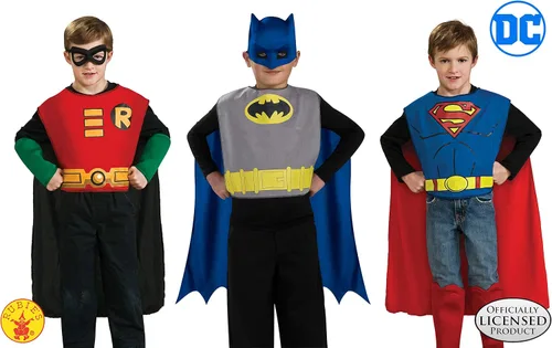 Vista 2 de Rubie's DC Comics - Conjunto de disfraz de superhéroe de trío de acción para niños, talla S
