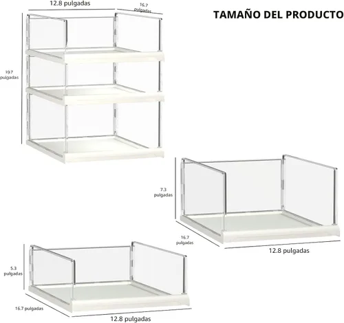 Vista 3 de Covetree 3 Pack Organizadores de Clóset Apilables y Estantes de Almacenamiento - Organizador Transparente para Suéteres para Clóset, Baño, Cocina