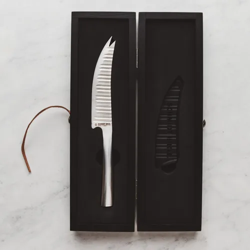 Vista 3 de Schmidt Bros. Evolution - Cuchillo de queso de 5 pulgadas, cubiertos de acero inoxidable alemán de alto carbono en una caja de regalo de madera