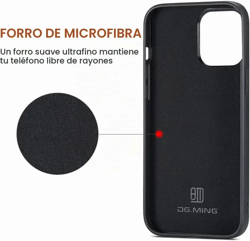 Vista 7 de Funda trasera desmontable 2 en 1 compatible con iPhone 13 Pro Max con tarjetero de cuero bolsillo delgado fundas para teléfono 6.7 pulgadas (negro)