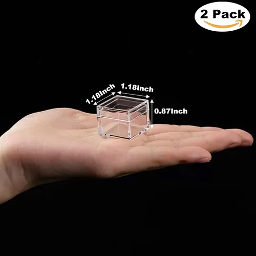 Vista 2 de KissYou Caja pequeña de acrílico con tapa transparente para dulces, cajas para exhibición, decoración de fiesta, plástico, cuadrado, cubo