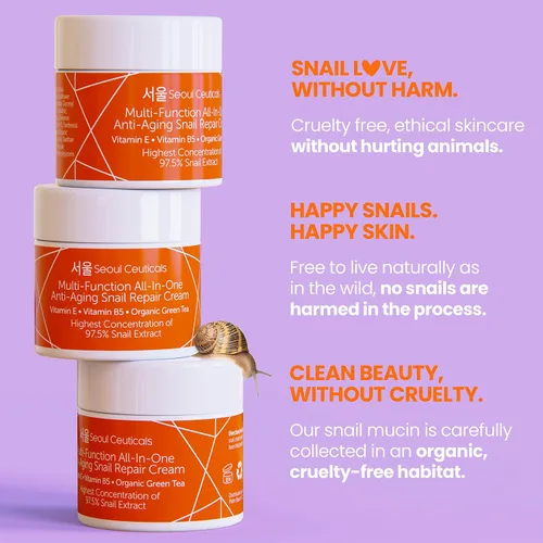 Vista 4 de SeoulCeuticals Juego coreano para el cuidado de la piel, contiene crema hidratante de caracol + máscara de gelatina coreana. Este potente juego