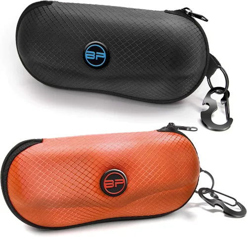 Vista 21 de BLUPOND Estuche para gafas de sol con carcasa semirrígida de EVA con gancho colgante de metal y clip de cinturón para almacenamiento de gafas de sol