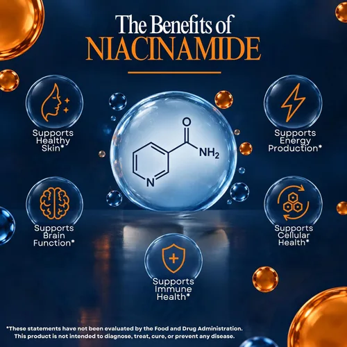Vista 3 de Vitamatic Niacinamida 500 mg 240 Tabletas - Vitamina B3 sin rubor - Apoya la producción de energía