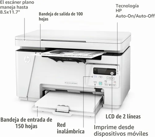 Vista 2 de HP LaserJet Pro M26nw Impresora láser compacta inalámbrica todo en uno, funciona con Alexa (T0L50A)