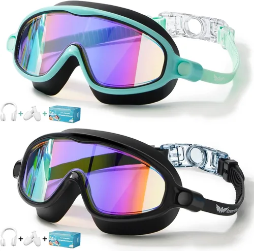 Vista 8 de Paquete de 2 gafas de natación para niños, sin fugas, antivaho, anti-UV, para niños y niñas de 4 a 14 años