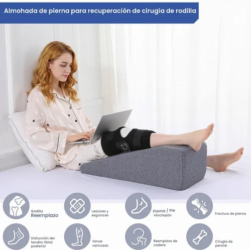 Vista 4 de HOMBYS Almohada de elevación de piernas para después de la cirugía, reemplazo y recuperación de rodilla, almohada de cuña para rodilla, cadera