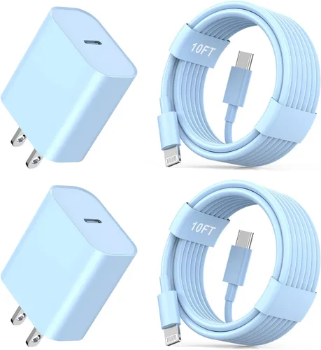 Vista 15 de Cargador rápido para iPhone 11 12 13 14, paquete de 2, cargador de iPhone de 20W, adaptador de bloque de carga rápida con cable de sincronización