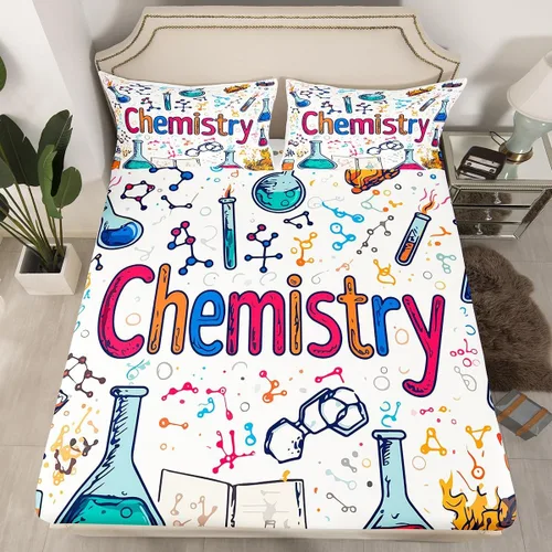 Vista 28 de Juego de ropa de cama ajustable con fórmula informática para niños y niños, diseño de geometría de acuarela, números, fórmula matemática, juego