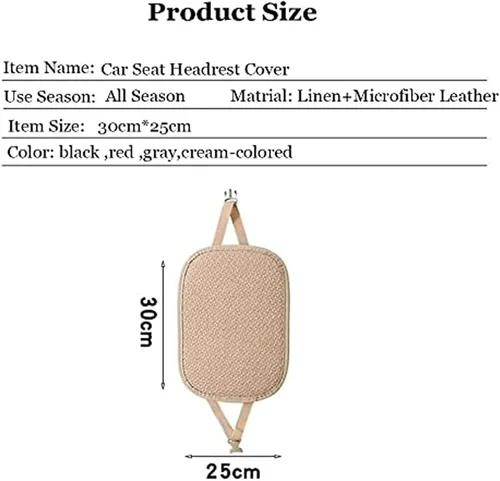 Vista 3 de Paquete de 2 fundas para reposacabezas de asiento de automóvil, flexible, transpirable, elástico, ajuste universal para todos los accesorios Beige