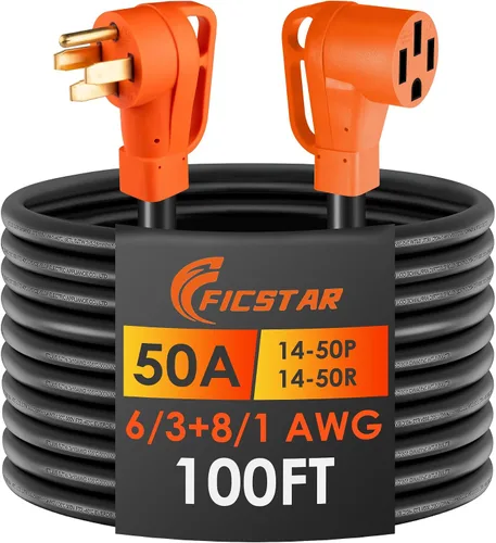 Vista 10 de Cable de extensión RV de 30 pies y 50 amperios para exteriores