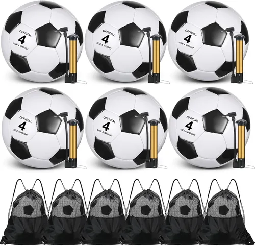 Vista 7 de Ceenna Balón de fútbol a granel con bolsa de bomba cosida a máquina de fútbol desinflado para entrenamiento deportivo al aire libre práctica de juego