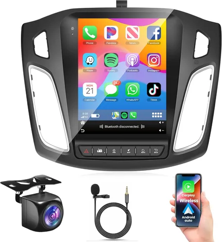 Vista 10 de Radio de coche Android 13 4G + 64G para Ford Focus 2012-2018, Rimoody Car Stereo Wireless Carplay Android auto GPS 5G-WiFi Mirror Link 9.7 pulgadas