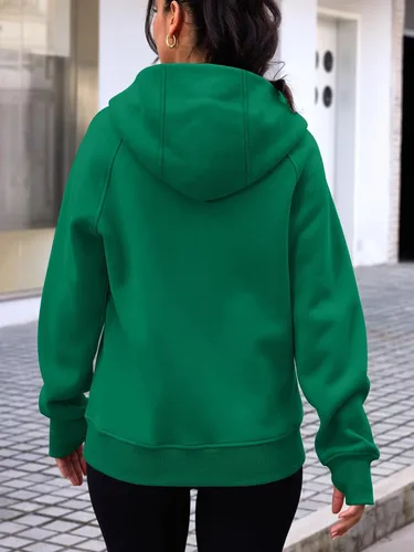 Vista 34 de Trendy Queen Sudaderas con capucha y cremallera para mujer, chaquetas de vellón, talla extragrande, moda de otoño e invierno
