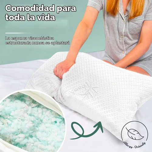 Vista 4 de Almohada estándar de espuma viscoelástica triturada Snuggle-Pedic para dormir - Refrescante y con soporte para el cuello, la espalda y los hombros
