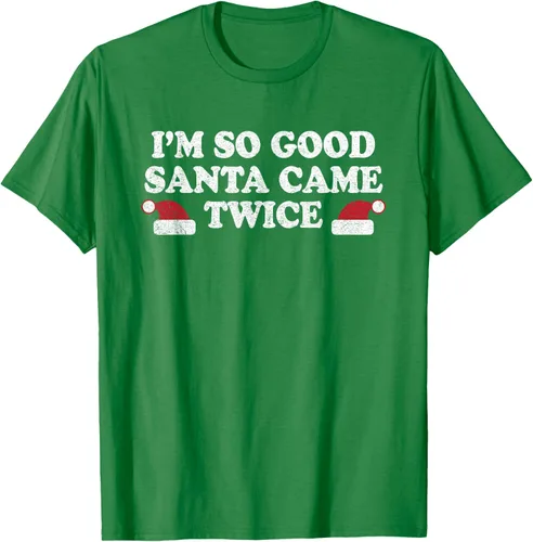 Vista 4 de Camiseta de Navidad con texto en inglés "I'm so good Santa came tware" Negro