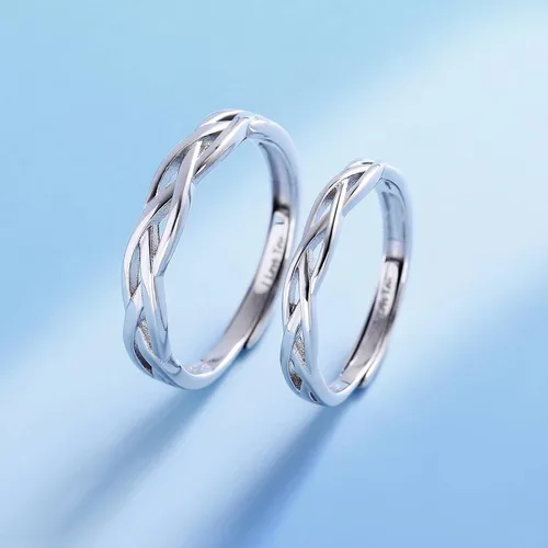 Vista 3 de ANAZOZ I Love You His & Hers - Anillos de boda a juego con circonita cúbica ajustable para parejas