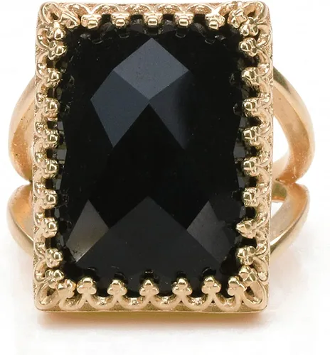 Vista 7 de Anillos negros atemporales para mujer, 0.709 x 0.512 in, anillo de ónix negro con anillo relleno de oro de 14 quilates, joyería de ónix negro fino