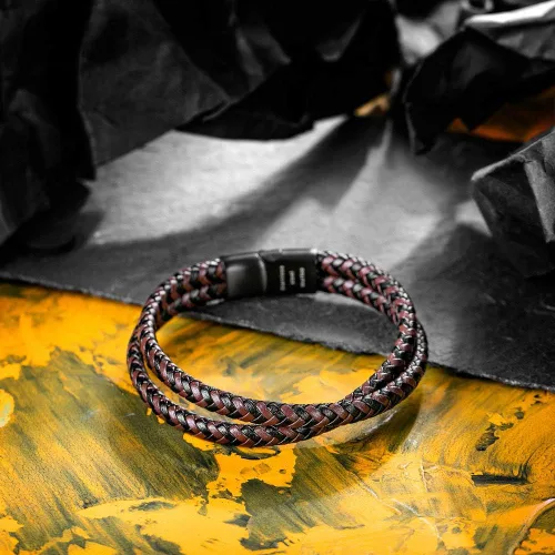 Vista 5 de Murtoo - Pulsera de cuero trenzado para hombre, color marrón y negro