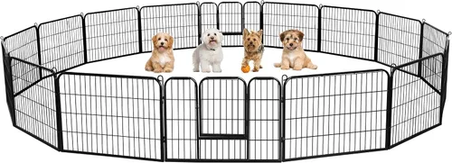Vista 18 de Yaheetech - Corralito para perros con paneles anchos, 6 paneles de 24 pulgadas de alto con puerta, cerca portátil para interiores y exteriores