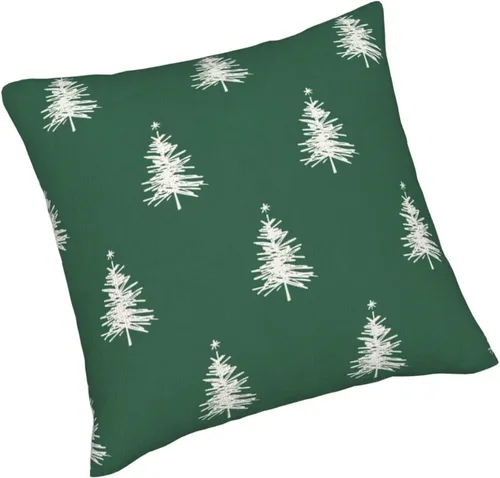 Vista 3 de Fundas de almohada de Navidad de 16 x 16 pulgadas, juego de 2 fundas de almohada verdes para decoración de árboles de Navidad, fundas de almohada