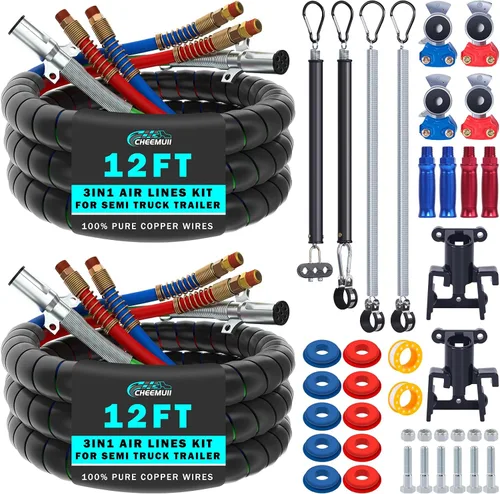 Vista 11 de CheeMuii 15FT semi camión líneas de aire kit 3-en-1 mangueras de aire