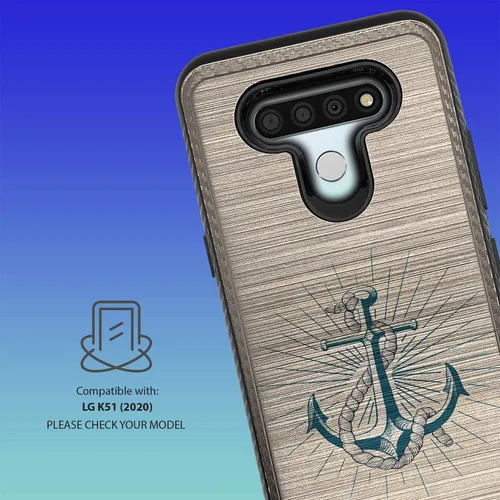 Vista 2 de CasesOnDeck - Carcasa compatible con LG K51 / LG Reflect/LG Q51 [armadura cepillada] resistente protección negro mate (ancla)