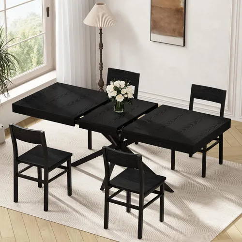 Vista 10 de Mesa de comedor extensible para mesa de cocina de 4, 6, 8,55 a 70 pulgadas, color negro