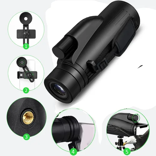 Vista 4 de 12x50 HD Monocular Telescope, Monoculars for Adults High Powered with Smartphone Adapter & Tripod