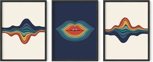 Vista 76 de HAUS AND HUES - Arte de póster Bauhaus - Juego de 3 arte de pared abstracto moderno, pósteres vintage e impresiones, arte de pared azul y amarillo