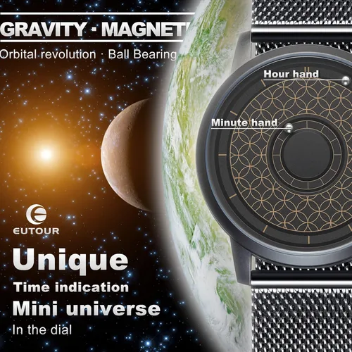 Vista 4 de EUTOUR Reloj magnético para hombre Magneto con pulsera de malla de acero inoxidable de 1.575in