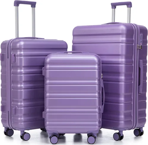 Vista 41 de Merax 3 piezas expandible ABS Hardshell equipaje Sets Spinner Wheel Maleta TSA Lock Suit Case, Apertura frontal negra, Juego de 2 piezas, Maleta