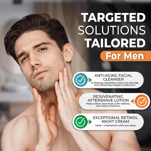 Vista 3 de CHAMUEL MEN Juego de cuidado diario de la piel todo lo que necesitas para hombres Incluye lavado facial antienvejecimiento + hidratante