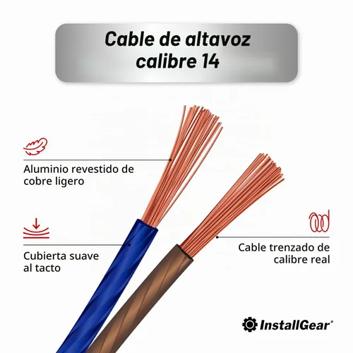 Vista 2 de InstallGear - Cable de altavoz de calibre 14, cable de 100 pies, 14 AWG Azul/Negro